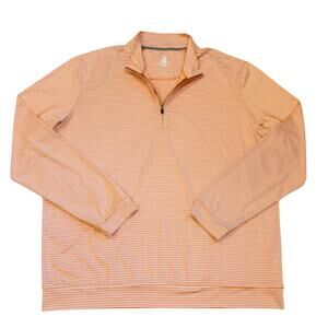 Johnnie O Shirt Mens XL Orange Turn Striped Performance 1/4 Zip Pullover Preppy